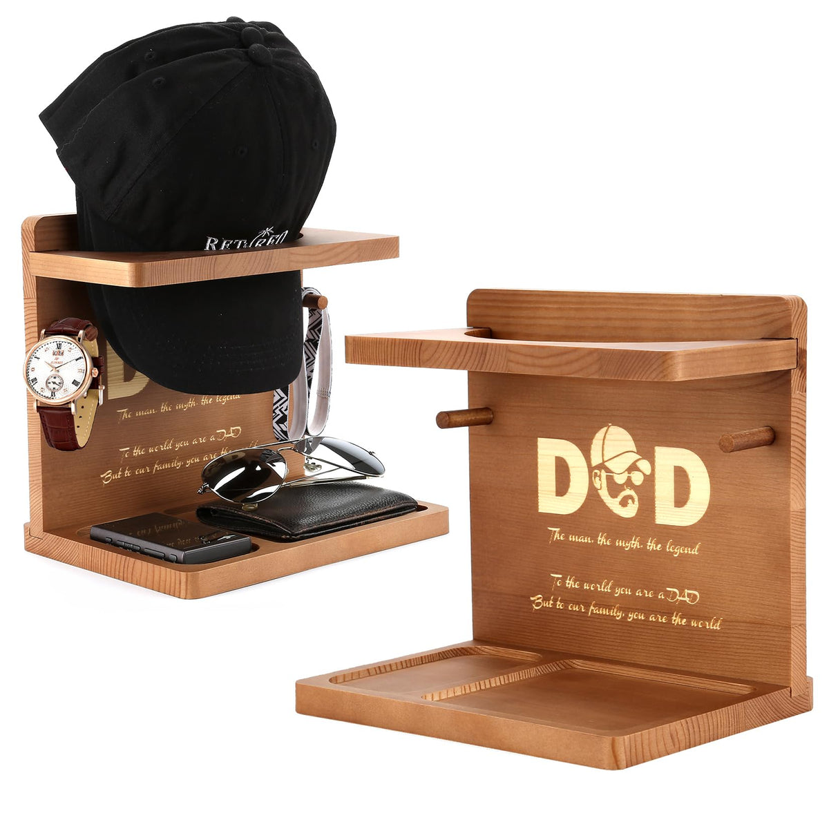Sovyime Best Fathers Day Dad Gifts, Best Dad Gifts for Dad Birthday Gifts from Daughter Son, Wooden Hat Stand Presents for Dad