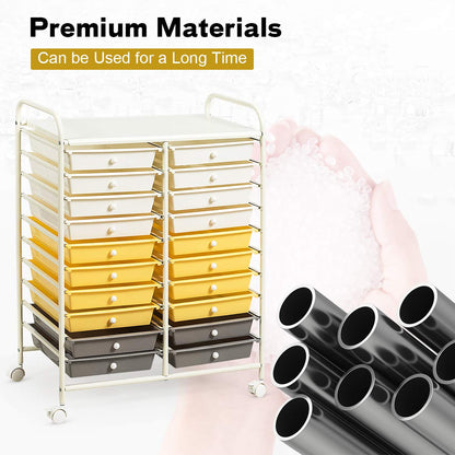 GiantexUK 20 Drawers Storage Trolley (Yellow)