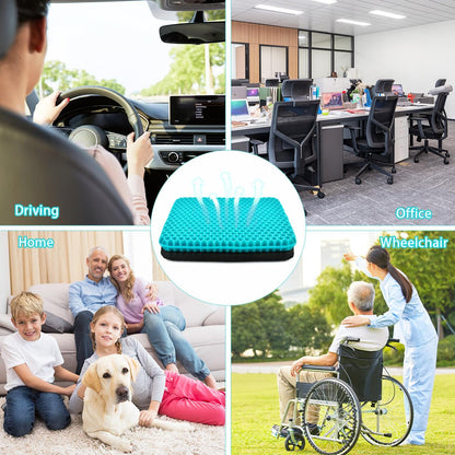 OctBird Gel Seat Cushion for Long Sitting,Honeycomb Gel Cushion Light Green for Sitting Pressure Sore,Seat Cushions for Elderly, Airplane Seat Cushion