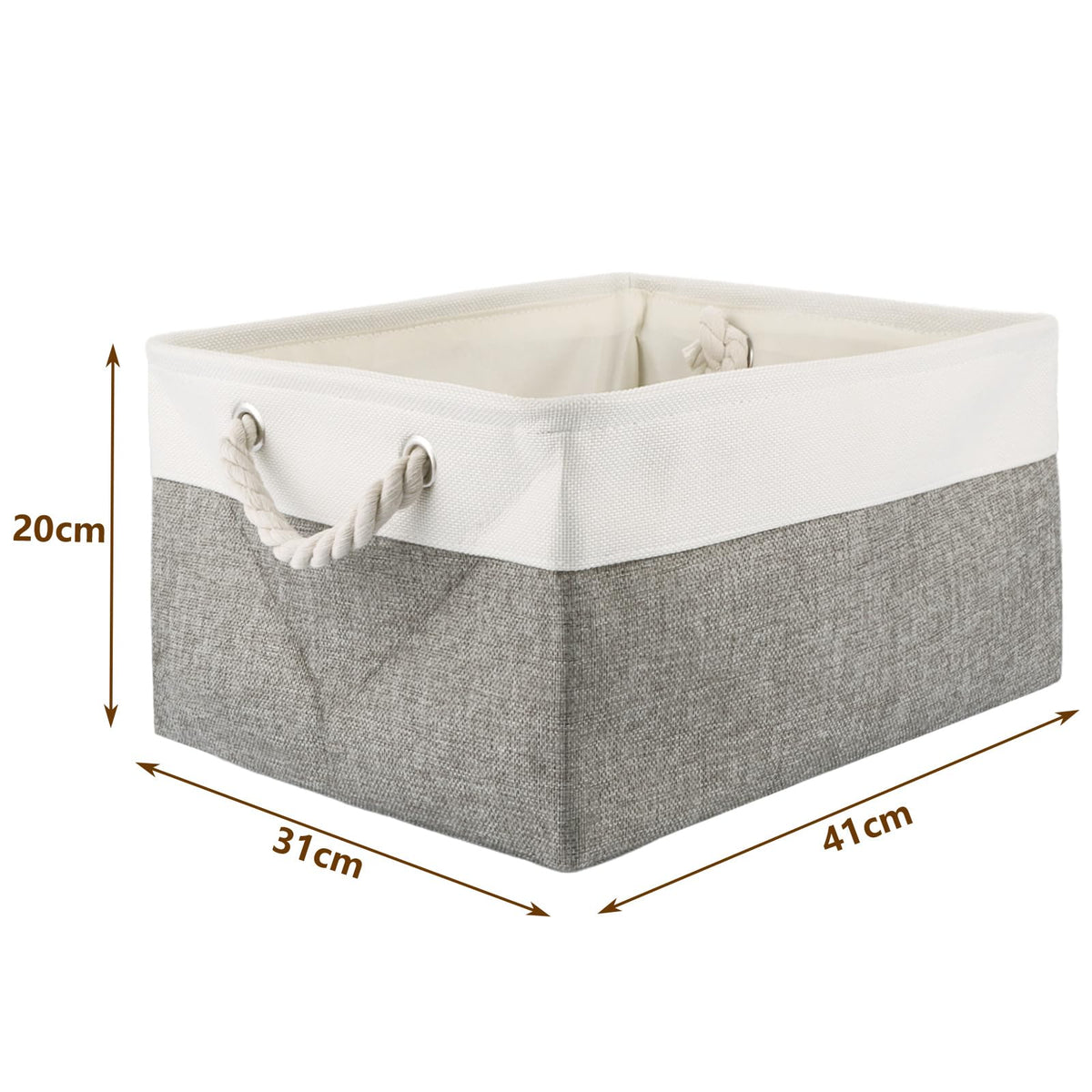 ASelected 3Pcs Large Storage Box 41X31X20Cm Storage Basket With Handle Foldable Storage Box For Home Organizer For Toys Clothes Office Products Grey