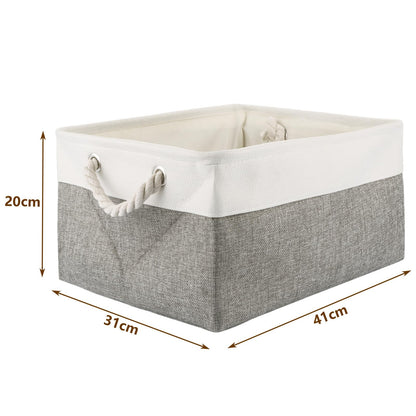 ASelected 3Pcs Large Storage Box 41X31X20Cm Storage Basket With Handle Foldable Storage Box For Home Organizer For Toys Clothes Office Products Grey