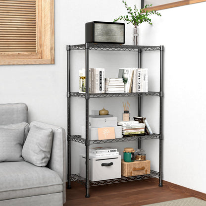M MZG Height Adjustable Shelves,Heavy Duty Wire Pantry Shelving for Tool Sheds, Garage, and Storehouse,Metal,Black 4tier,35 x 60 x 135.8 cm