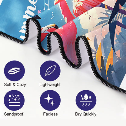YISUMEI Summer Flamingos Beach Towels for Adults Extra Large 180 x 90 cm, Microfibre Lightweight Quick Dry Towel for Swimming Pool Cruise Travel