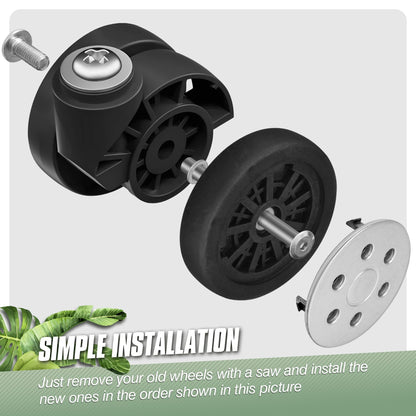 Vivikivi 8 PCS Suitcase Wheels Replacement Kit, Wear-Resistant Replacement Luggage Suitcase Wheels, Luggage Repair Wheel Mute Durable, VK-A15 55mm