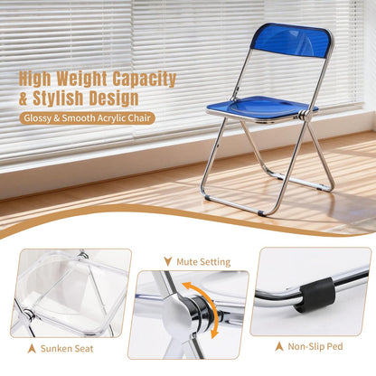 TAO ONE Acrylic Folding Chair Clear Morden Chrome Chair-Blue