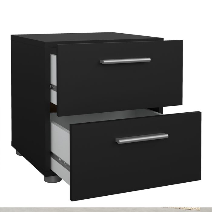 Pepe Package - Bedside 2 Drawers + Chest of 4 Drawers + Wardrobe with 2 Doors in Black