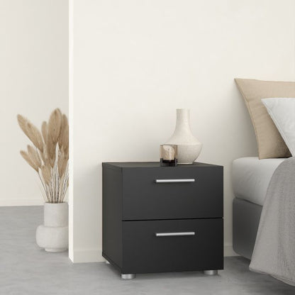 Pepe Package - Bedside 2 Drawers + Chest of 4 Drawers + Wardrobe with 2 Doors in Black