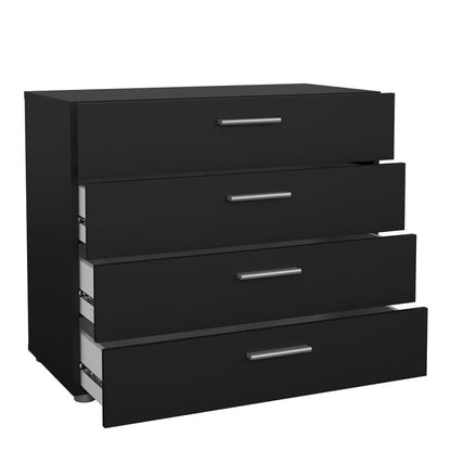Pepe Package - Bedside 2 Drawers + Chest of 4 Drawers + Wardrobe with 2 Doors in Black
