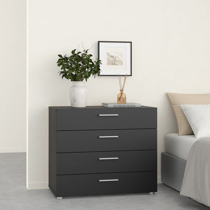 Pepe Package - Bedside 2 Drawers + Chest of 4 Drawers + Wardrobe with 2 Doors in Black