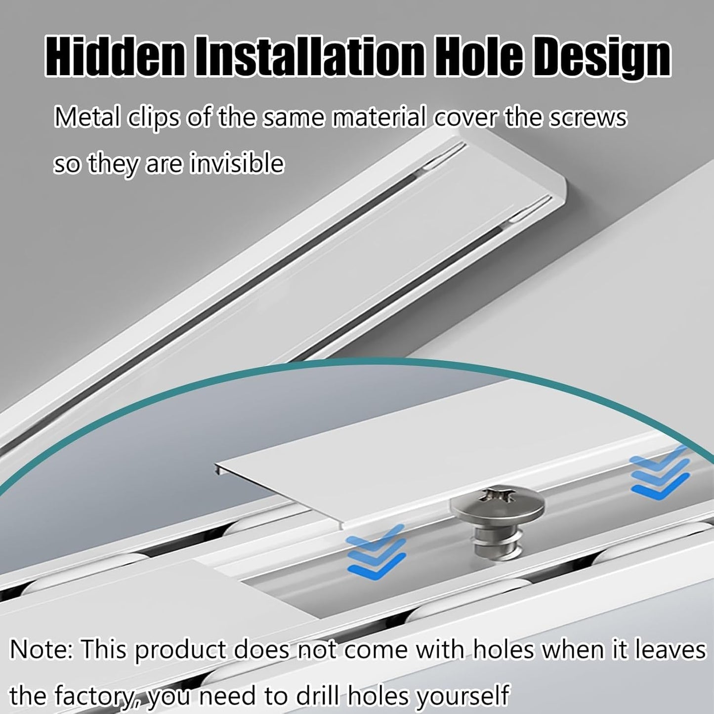 White Ceiling Mounted Curtain Track – Heavy Duty Double Track for Room Divider – Easy Install Ceiling Rail System (White-3M)