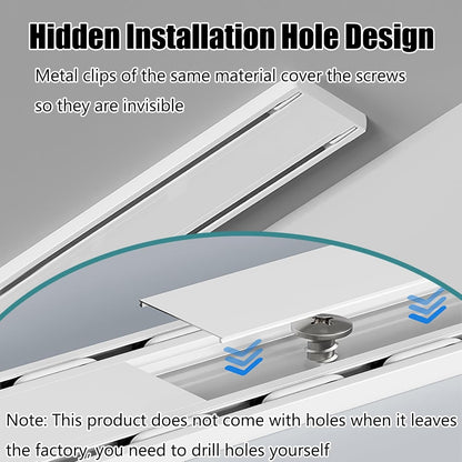 White Ceiling Mounted Curtain Track – Heavy Duty Double Track for Room Divider – Easy Install Ceiling Rail System (White-3M)