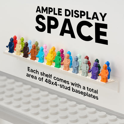 Tapeera 3-Pack Minifigure Display Shelves Compatible with LEGO, Acrylic Floating Shelf with Baseplate Studs