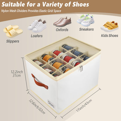 Flexible Dividers Shoe Storage Box Fabric Organiser for Wardrobe - 1 Pack