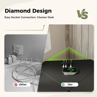 Mericonia L Shaped Desk, Diamond Design for Socket, 135x110cm, Black