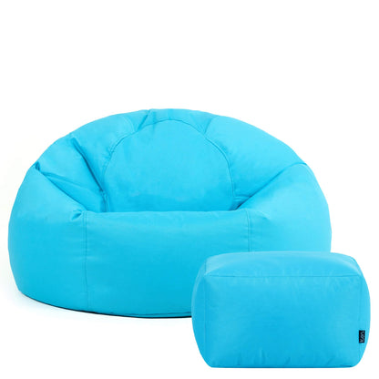 Bean Bag Bazaar Kingston Outdoor Bean Bag & Footstool with Filling, Aqua