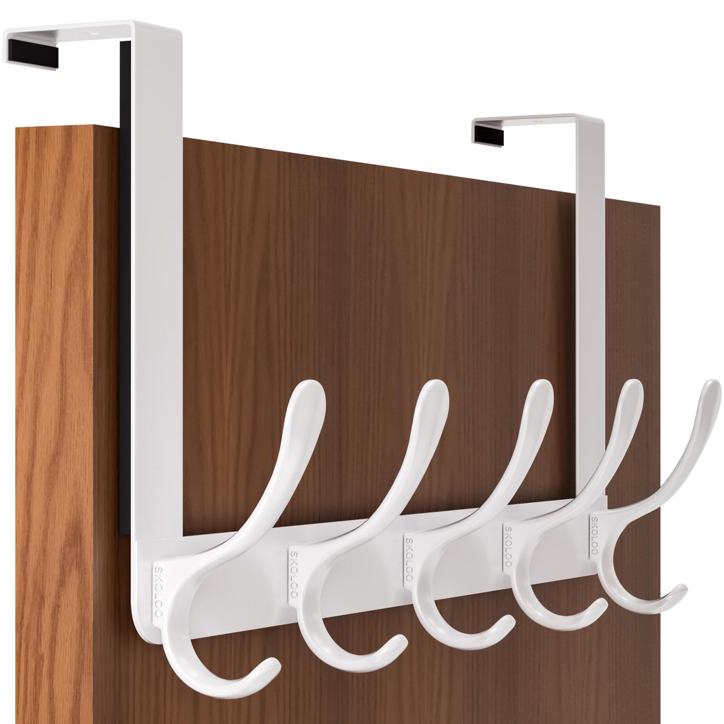 SKOLOO Over The Door Hook, Coat Hooks for Hanging Clothes, Towels, Coats, Hats, Over The Door Towel Hook, White, Assembly Required