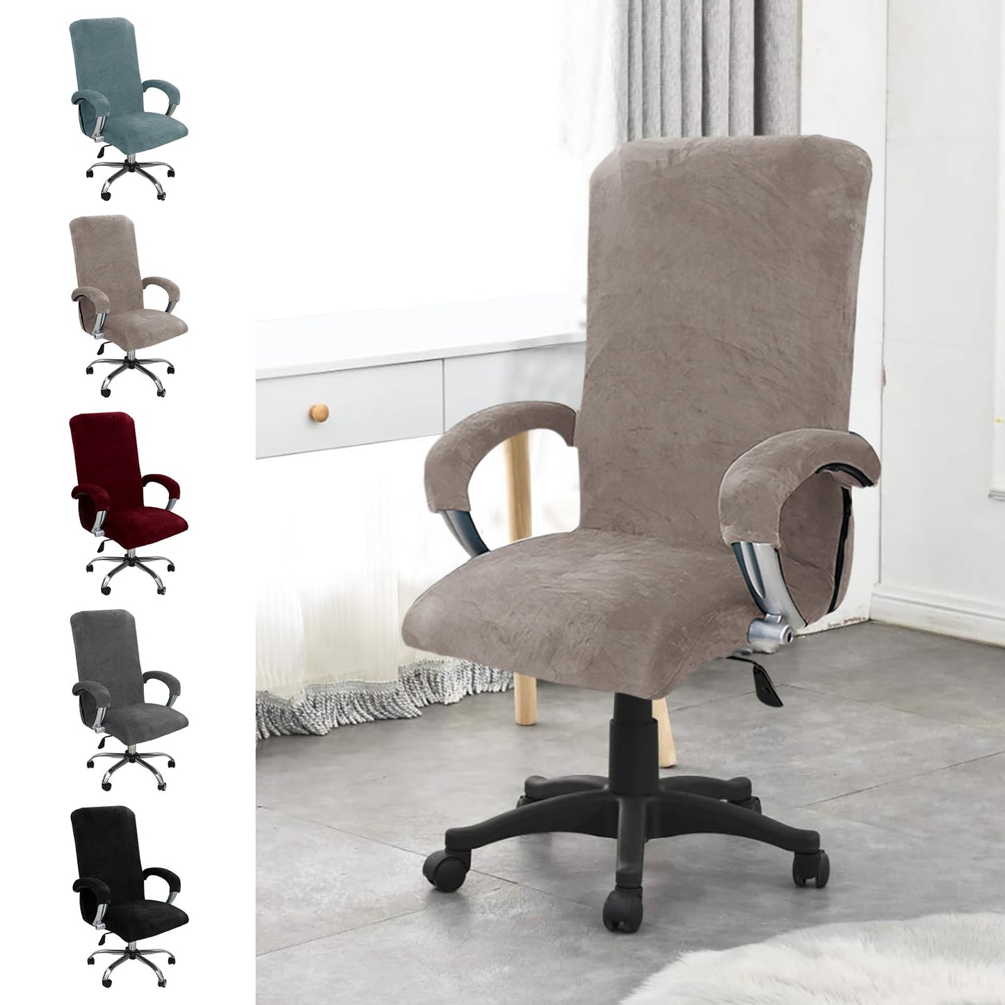 YushengTai Velvet Office Chair Cover, Stretch Office Chair Cover for Gaming Chair, Computer, Swivel Chair Cover with Armrests, Elastic