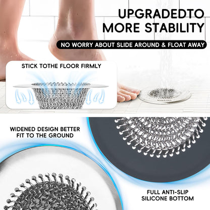 2 Pack WOKDADA Shower Drain Cover, Fast Drainage Hair Catcher for Shower Drain, Reversible 304 Stainless Steel Drain Protector, Fits Shower, Bathtub