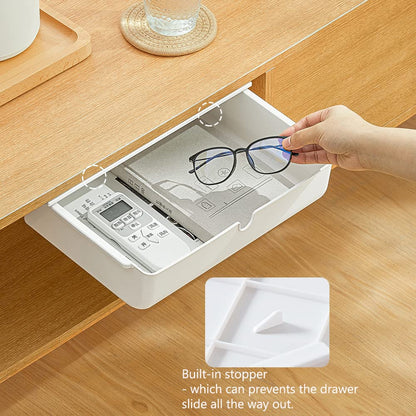 Poeland Under Desk Drawer Self-Stick Storage Organizer for Office Home School Large Size White