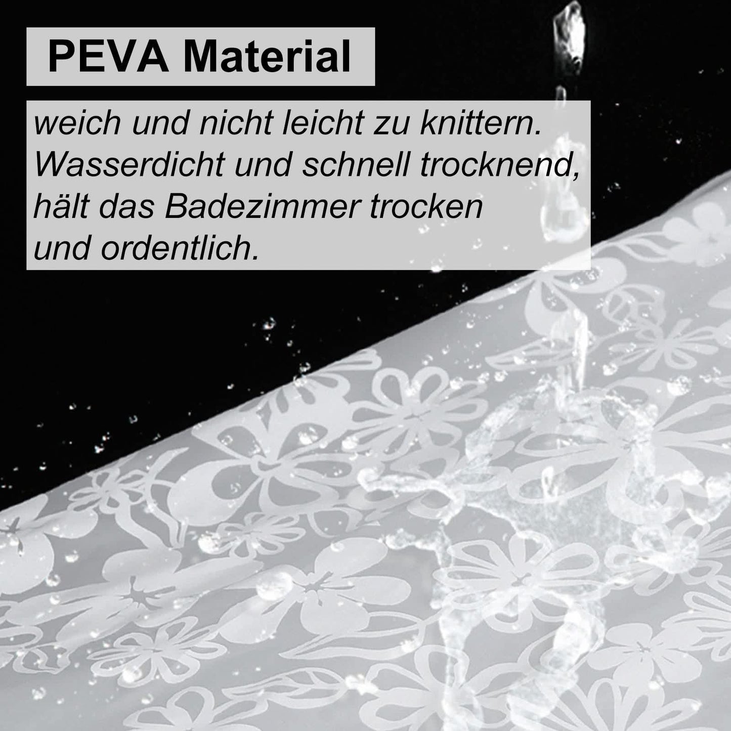 Whoiy Shower Curtain Washable White Shower Curtain Washable 300 x 200 cm Peva Snowflake for Home Dorm,White