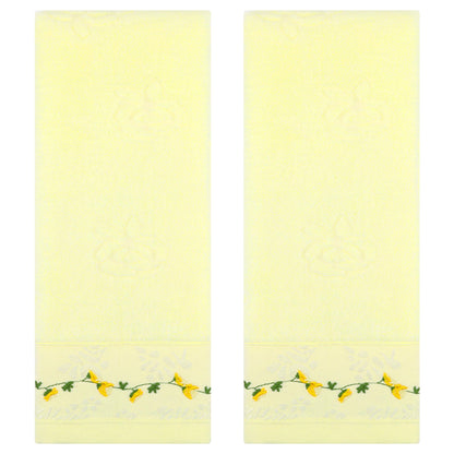 HMETOL Soft Absorbent Floral Embroidered Hand Towels for Bathroom Kitchen