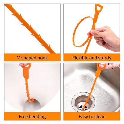 6 Pcs Bathroom Kitchen Sink Unblocker Tool, Kitchen Bath Drain Unblocker Tools, Multifunctional Plumbing Unclogger Tool Drain Cleaning Brush for