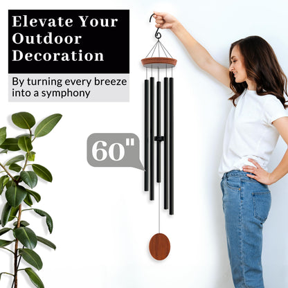 SYMPATHY HEARTS 60" Extra Large Wind Chimes for Outside - Deep Tone, Soothing Melodies, Unique Gift Idea