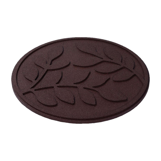 Nicoman Garden Recycled Stepping Stones Scroll with LEAF design, Reversible and Rubber Hard Wearing (Set of 4, Earth)