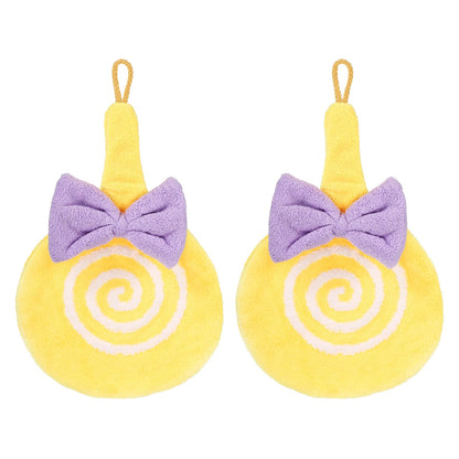sourcing map 2 Pcs Cute Hand Towels, Soft Coral Hanging Hand Towel with Hanging Loop, Lollipop Pattern, Highly Absorbent