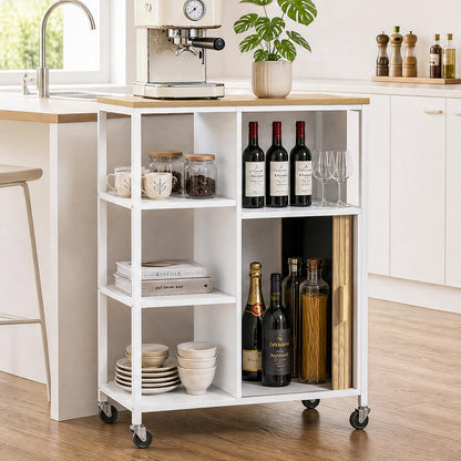 Mobile Kitchen Island With Wheels, Storage Space Roll-Up Doors, 37x67x95cm
