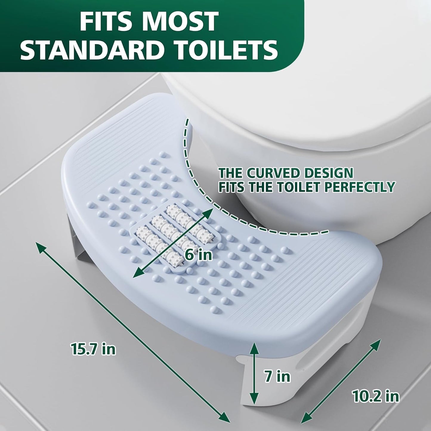 Toilet Stool for Adult Foldable Poop Stool for Bathroom, 7" Portable Toilet Stool for Adults, Non-Slip Toilet Step Stool for Bathroom
