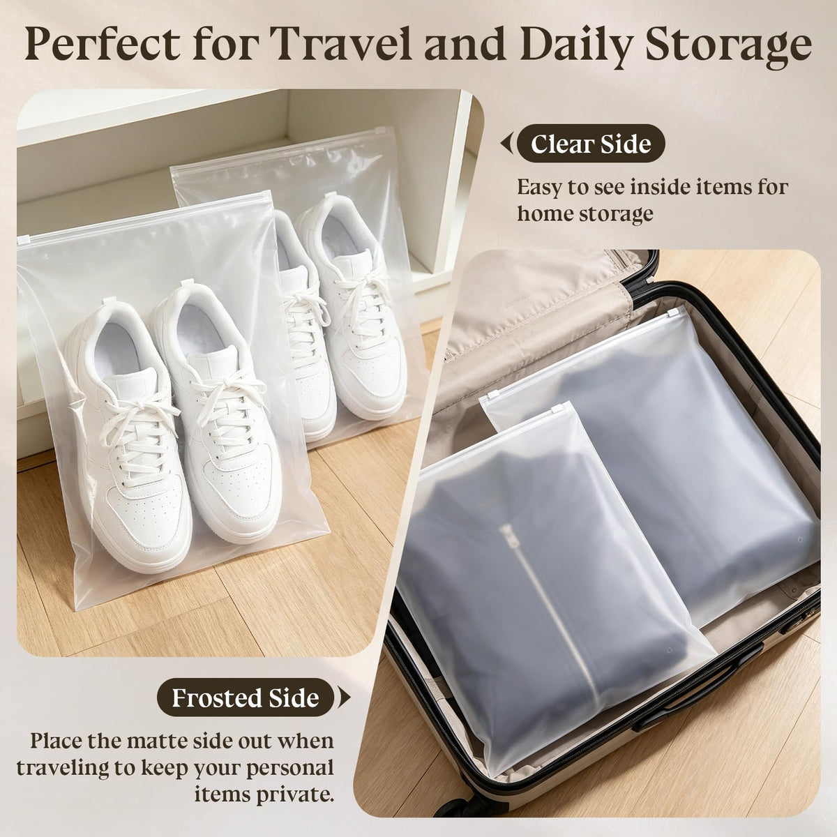 Svaldo Large Zip Bags for Clothes, 25pcs 35 * 45cm Travel Organiser Bag