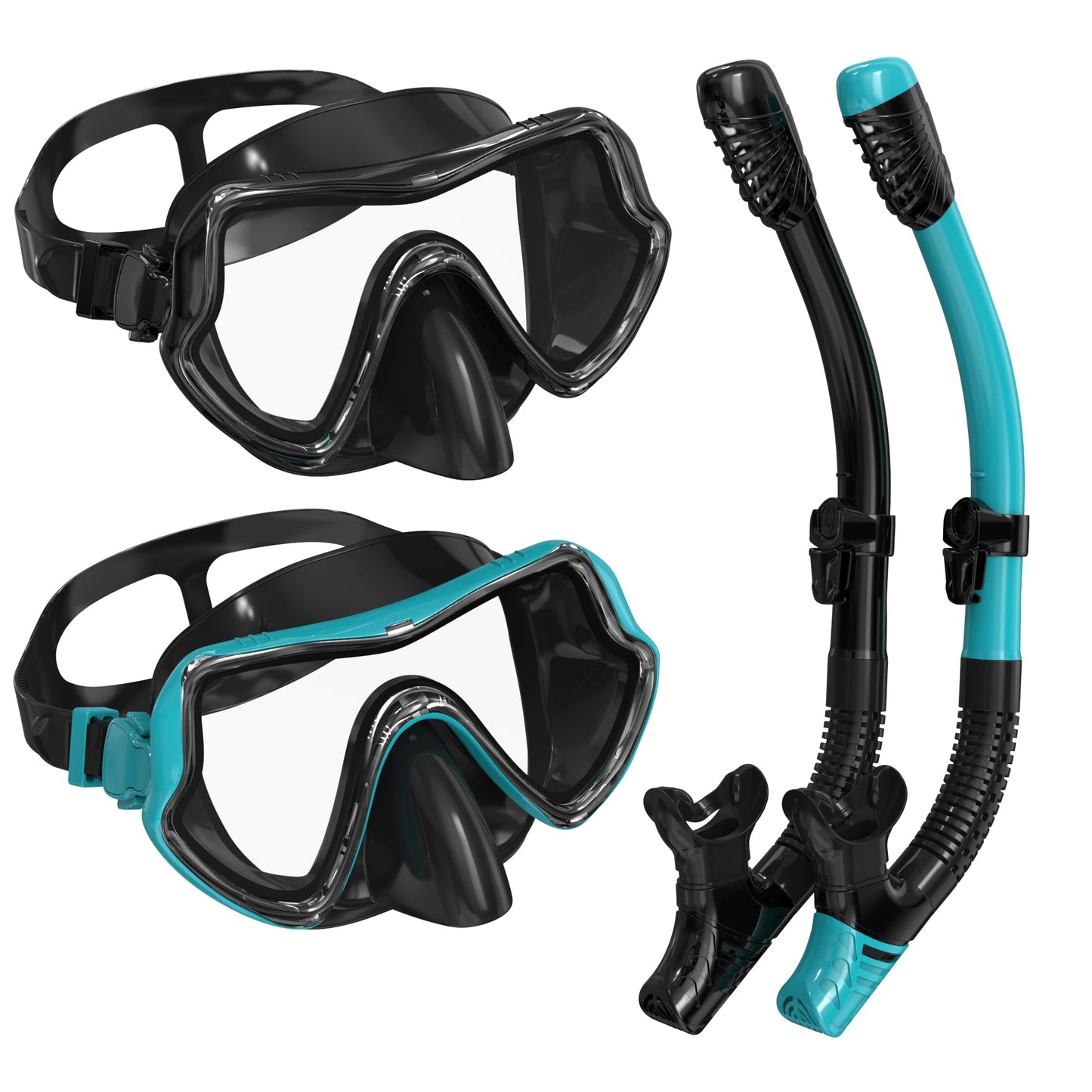 G2RISE SN02 Snorkel Set Adults - Scuba Mask Diving Goggles Dry Snorkeling Gear with Breath Easy Airflow Tech & Anti-fog Design2PACK)