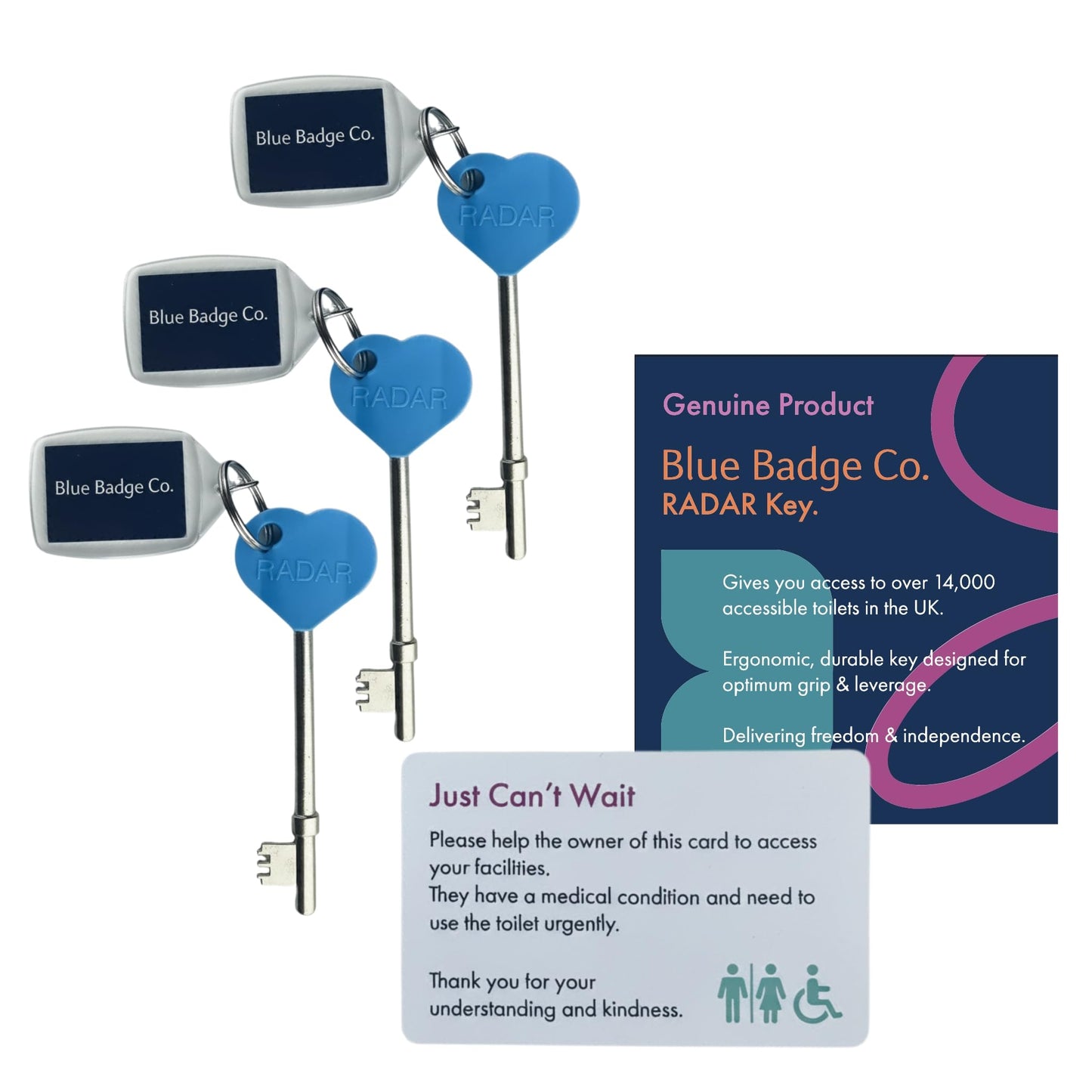 Triple Pack Radar Blue Badge Co Genuine & Offical NKS Radar Key for Disabled Toilets, Accessible Loos in The UK, Easy Turn Access Key, Ideal for