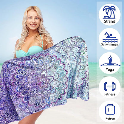 JAODFK Microfibre Beach Towel 71"X32" Quick Dry 2 Pcs Lightweight Sand Free Extra Large Thin Mandela Towels Travel Essentials For Adults Womens Swim