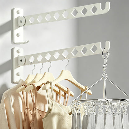 YUE QIN 2 Pack 35cm Wall Mounted Clothes Drying Rack 8 Holes 180°Rotation