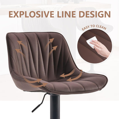 YOUNIKE Bar Stools Set of 2, Swivel Tall Barstools with Back, Adjustable Height Faux Leather Upholstered Modern Counter Height Bar Chairs