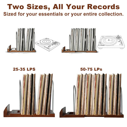 Clyfanesy Vinyl Record Holder for 50 LPs, Wooden Now Playing Display Stand