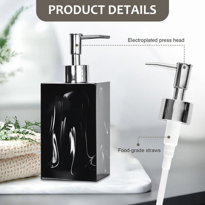 2Pcs Soap Dispenser, 500ML Refillable Liquid Square Marble Textured Soap Dispenser