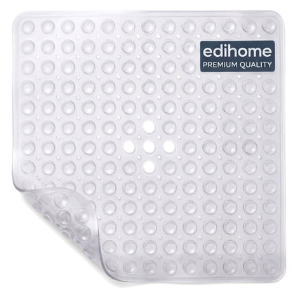 edihome, Non-Slip Bath Mat, 53 x 53 cm, Shower Mat, Shower Mat, Bubbles with Suction Cups, BPA-Free, Antibacterial, Mildew Resistant, Family Safety