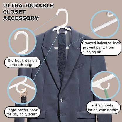 Amber Home 36pcs Thick Plastic Shirt Hangers, Stable Suit Hangers, White