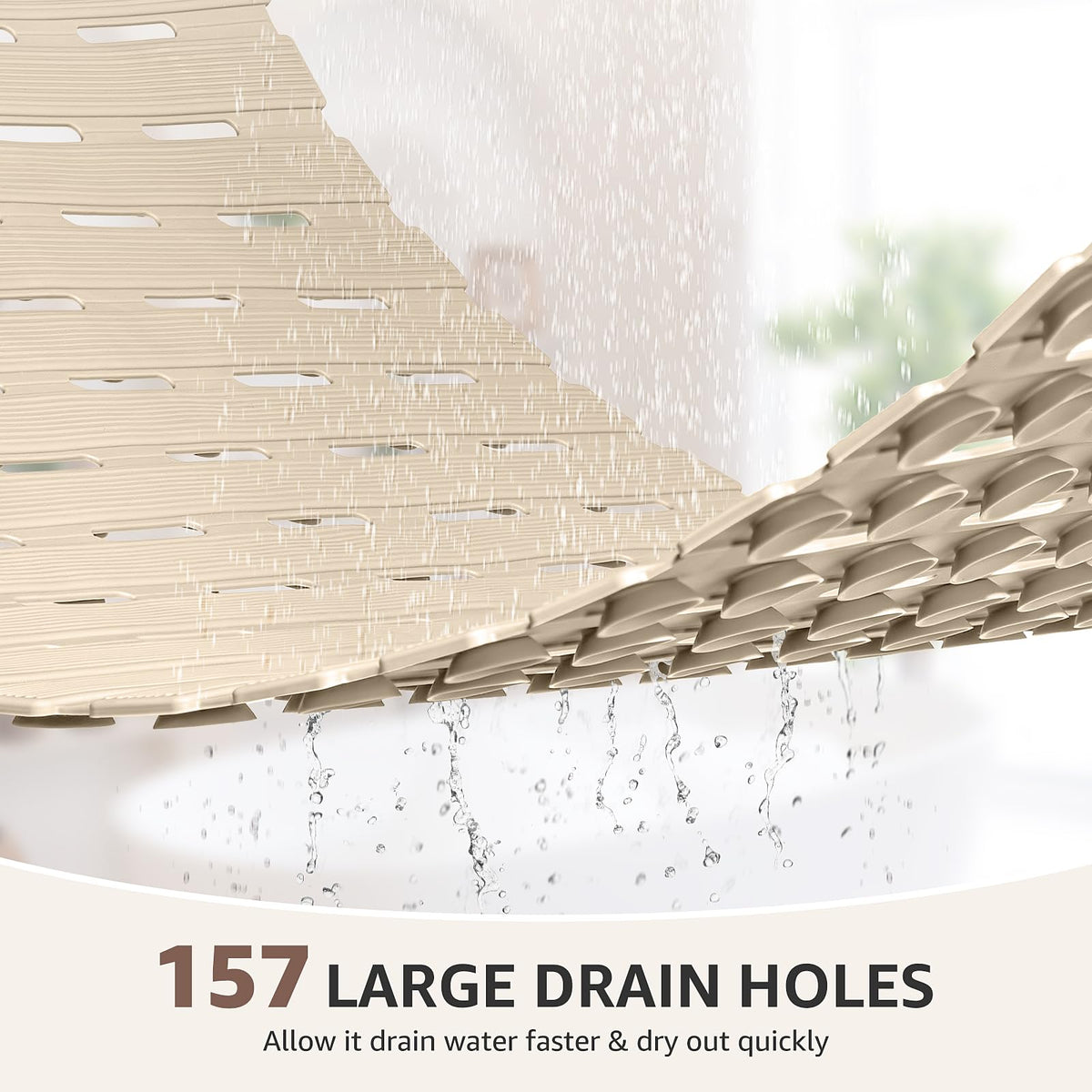 OTHWAY Non Slip Shower Mats, 43 x 93CM Shower Mats for Inside Shower, Soft TPE Bath Mat for Tub Non Slip, Anti Slip Shower Floor Matwith Suction Cups