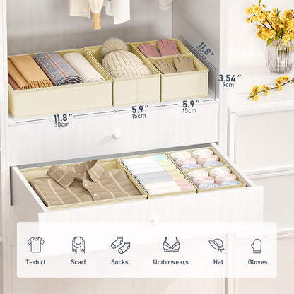 DIMJ 24 Pack Bedroom Drawer Organizer Clothes Newborn Essentials, Beige