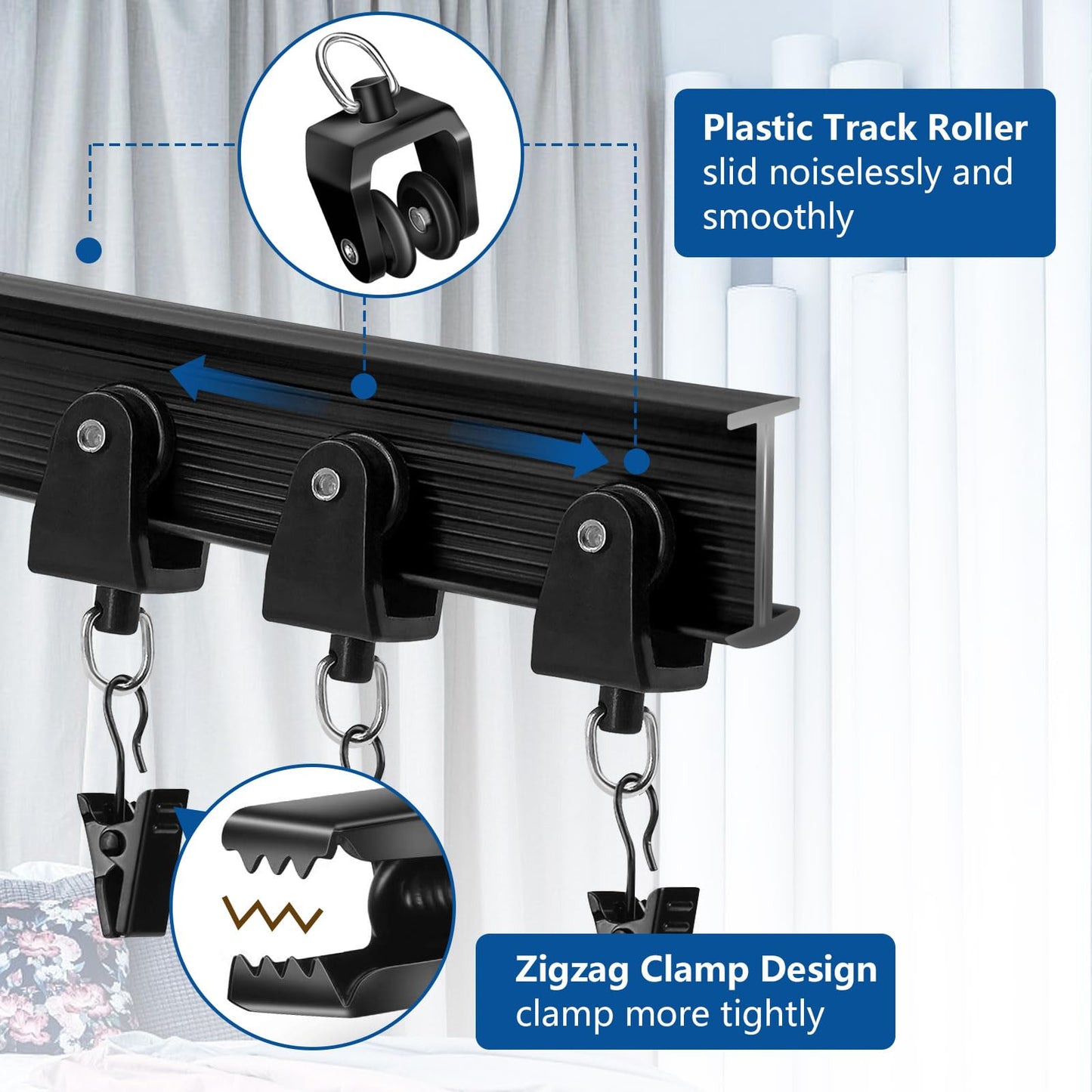 Ceiling Curtain Track, Flexible Bendable Curtain Track 12Ft Black Curved Ceiling Track for Curtain Rail Ceiling Wall Mount Curtain Sliding Track