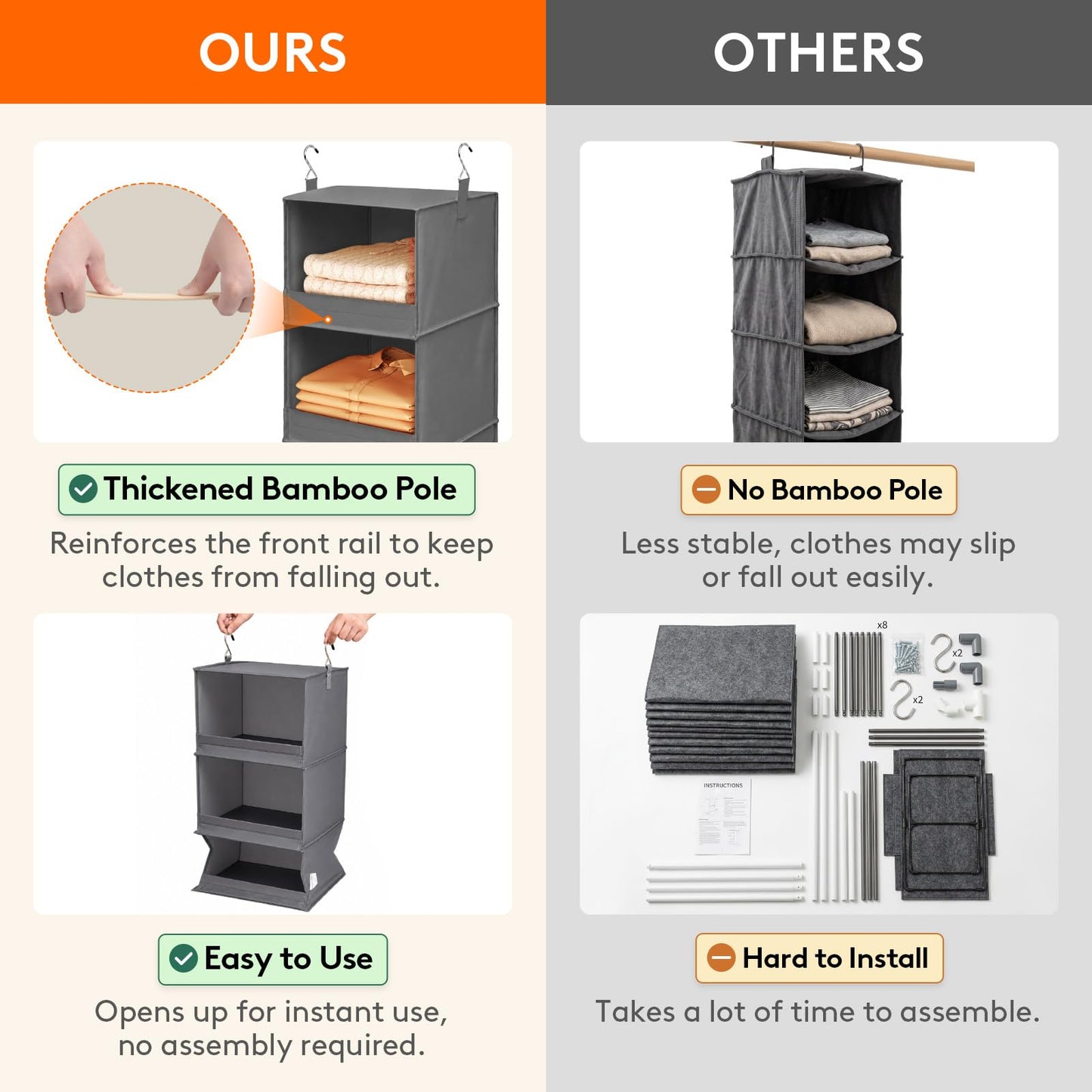 Lifewit Hanging Wardrobe Storage Organiser for Clothes, Collapsible