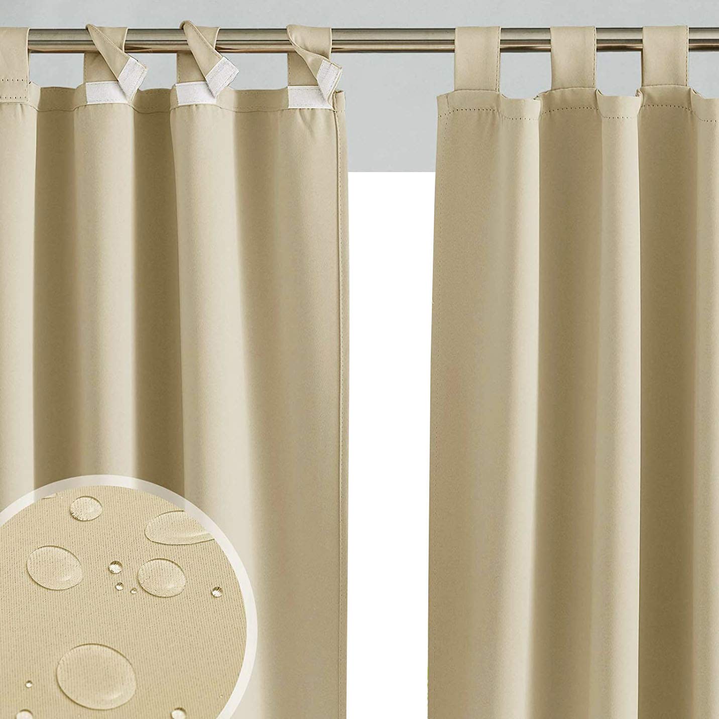 Ferocity Outdoor Curtain Waterproof 220 x 155cm UV Rays Prevent Curtain Waterproof & Windproof Drapery for Patio, Front Porch, Pergola, Beach Home