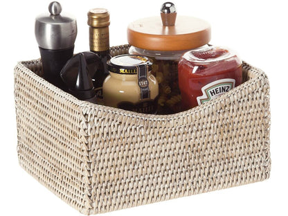 KOUBOO La Jolla Rattan Organizing & Shelf Basket, White Wash, Rattan & Wicker,24.76501 x 20.32 x 13.97 cm