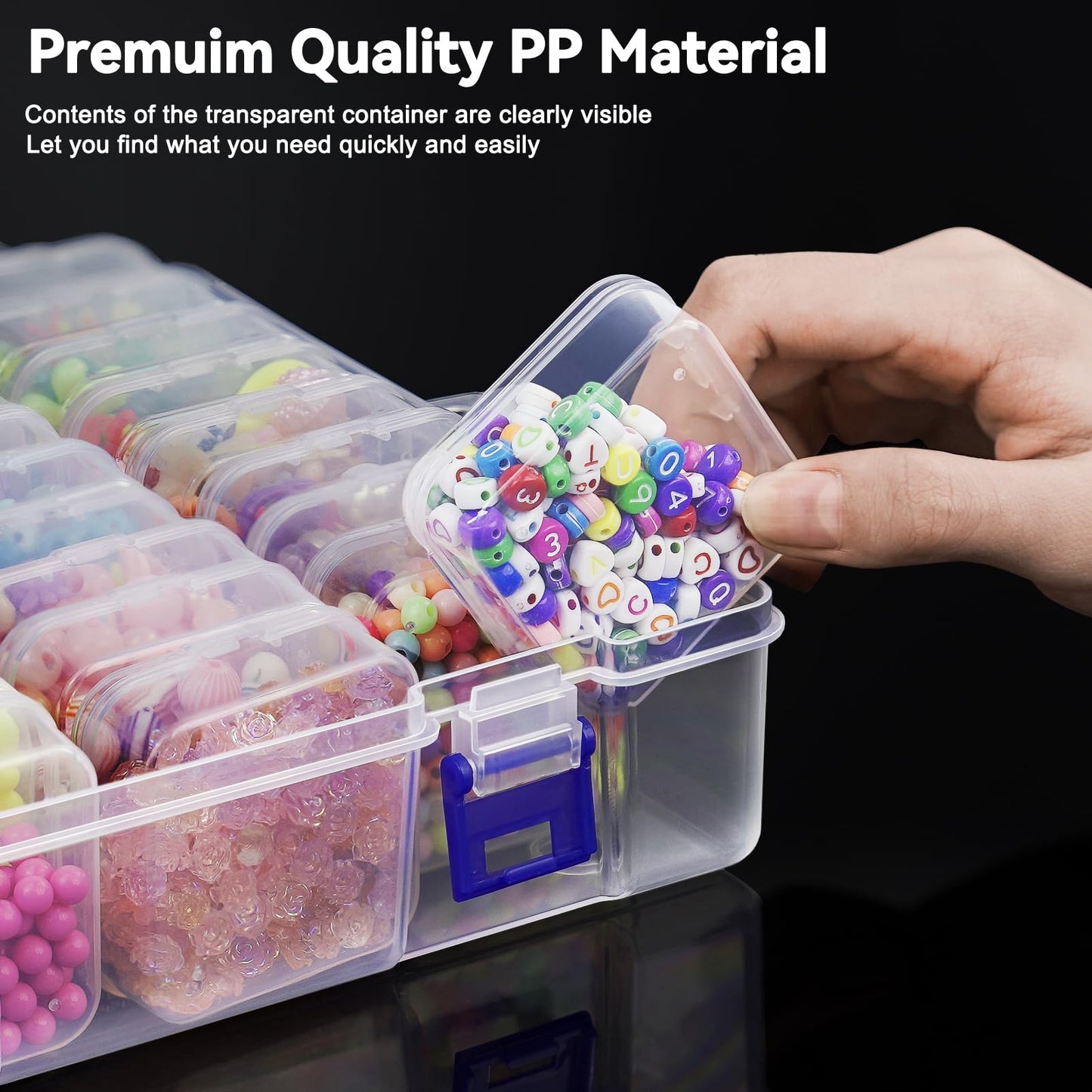 LINYAPRY Bead Organiser Box, 92 Pcs Small Bead Organisers and Storage Plastic Cases