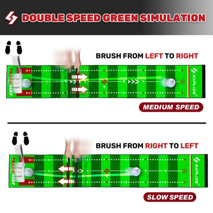 SAPLIZE Golf Putting Mat, Visible Trajectory Tracing, Multiple Training Modes, with Putting Alignment Mirror and Adjustable Green Slopes, Putting