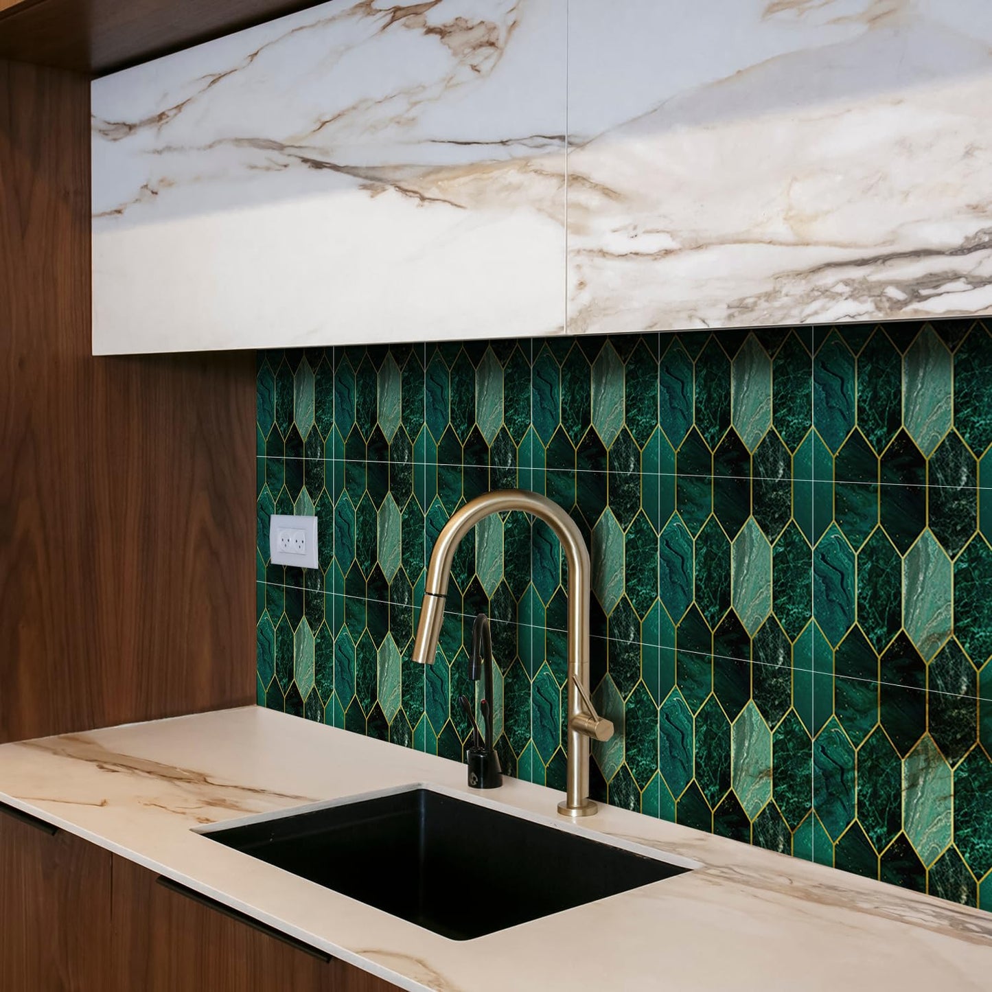 funlife Peel and Stick Wall Tiles, Stick on Tiles Self-Adhesive Square Tile Stickers, Water Resistant Art Deco Backsplash for Kitchen Bathroom,